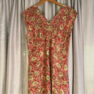 April Cornell Pink and Green Floral Feminine Dress Medium Summer Fun Party Light